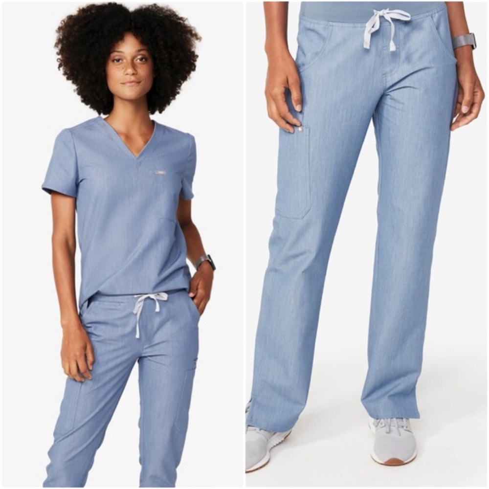 FIGS Heather Indigo Catarina and Kade Scrubs Set